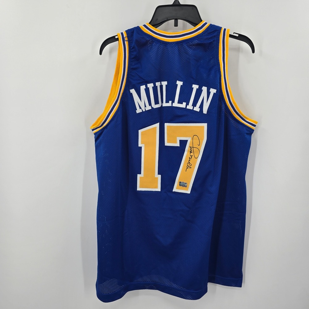 Chris Mullin Signed Oakland Basketball Jersey 17 Blue Yellow Radtke COA XL